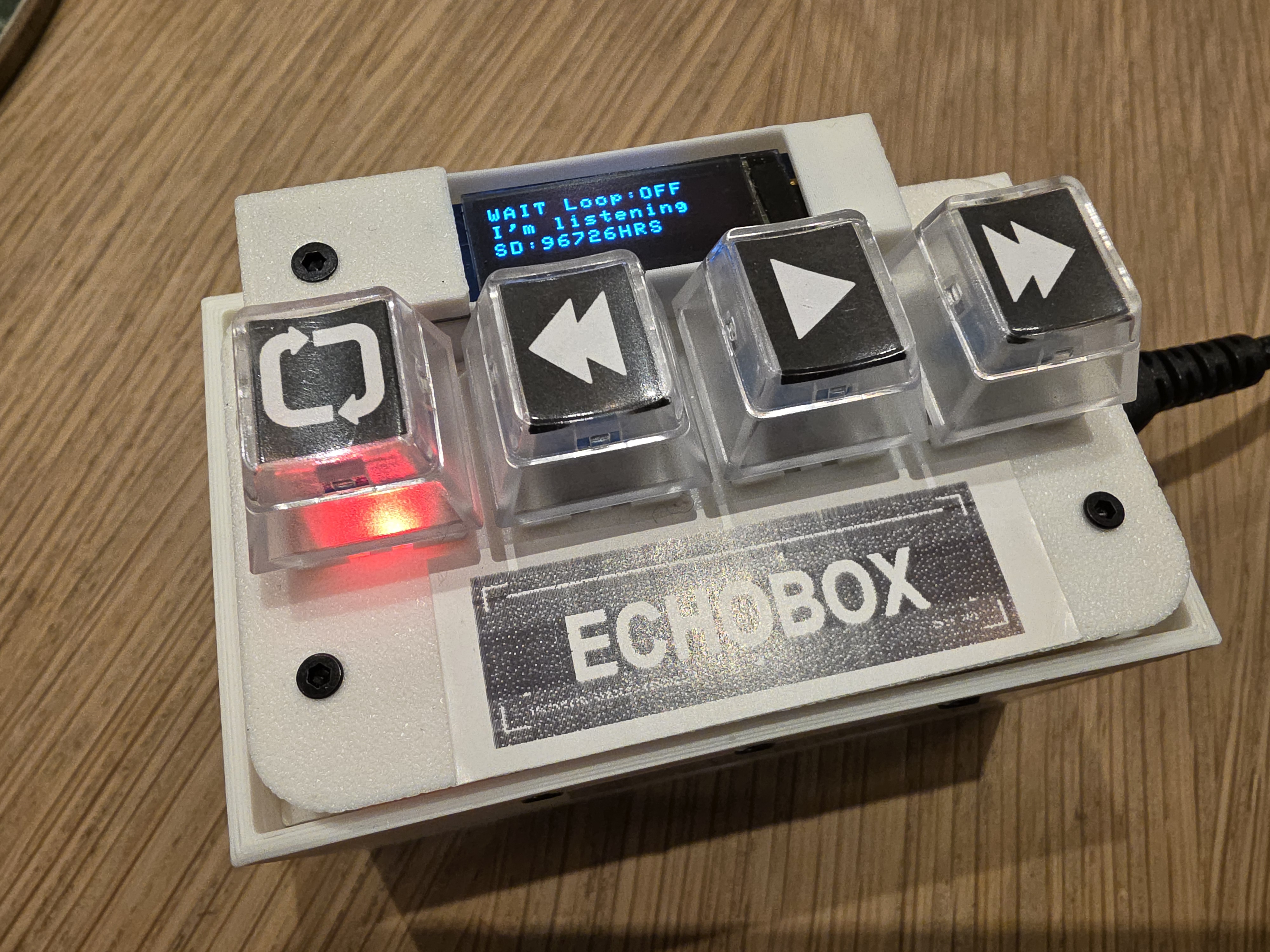 EchoBox buttons close-up